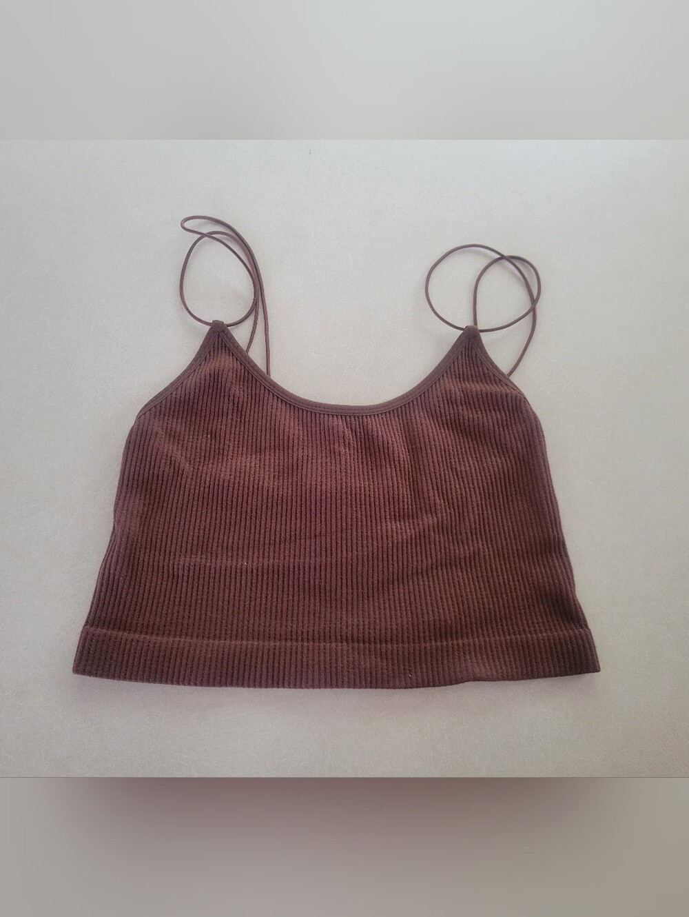 Forever 21 Ribbed Spaghetti Strap Crop Top - Brown